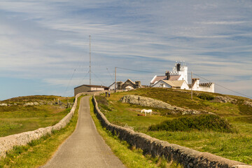 Path to the tip and lighthouse of Point Lynas on Anglesey, Wales
