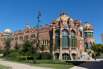 Naklejka premium Spain Barcelona Sant Pau Hospital on a sunny spring day