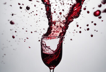 Spilled red wine puddle isolated on white background