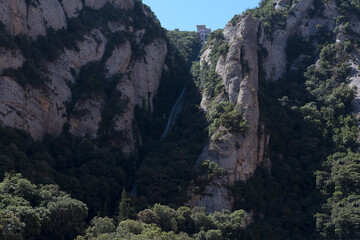 Spain landscape near the Montserrat monastery on a sunny summer day.