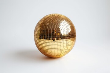 The Stunning Isolation Of A Golden Disco Ball Against A Pure White Backdrop