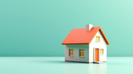 Minimalist house illustration against a turquoise background
