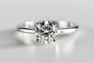 Clipped Background Of Glittering Diamond Ring On White Surface For Convenient Editing