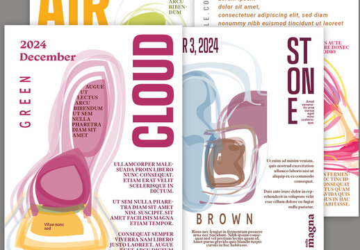 A4 Flyer Art Event Layout with Abstract Watery Shape and Typography Overlay