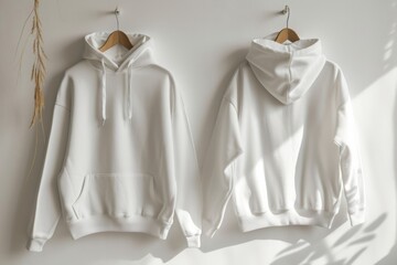 Dual-Sided White Hoodie Mockup For Displaying Designs, Both Front And Back