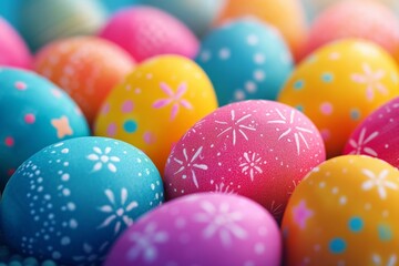 Fototapeta na wymiar Easter Celebrations Enhanced By Vibrant Easter Eggs On Festive Background