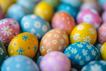 Fototapeta na wymiar Vibrant Easter Egg Background, Ideal For Easter Season Celebrations