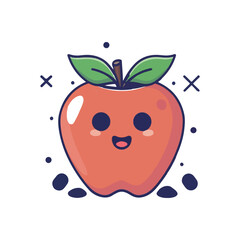 cute Apple,simple,minimalism,flat color,vector illustration,thick outlined,white background