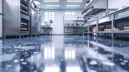 Resin Vinyl Flooring: Professional Bakery Kitchen in 3D Environment