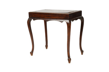 Antique wooden side table with cabriole legs for living room furniture on transparent background