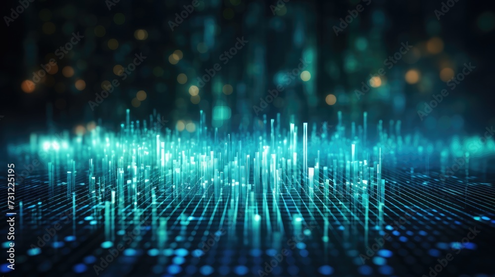 Aufkleber Technology futuristic background. Scientific technology data of binary code transmission and network of connectivity concept with digital glowing binary code matrix 