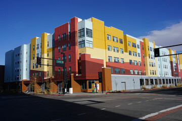 colorful buildings in downtown Reno, NV, USA