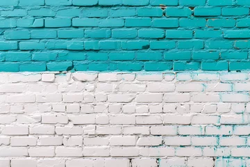 Fotobehang turquoise wall on white brick wall photo 4796749 in t © AQsd