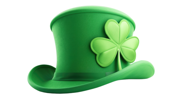 St. Patrick's Day hat with clover on transparent 