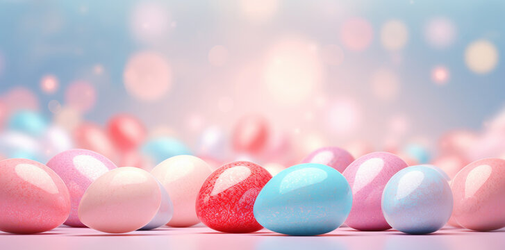 Close-up of colourful Easter eggs