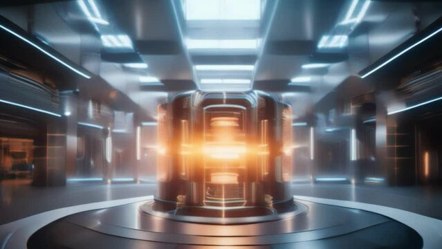 Development of a quantum computer. Science, technology, big data and blockchain concept.