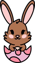 cute cartoon bunny in easter egg