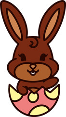 cute cartoon bunny in easter egg
