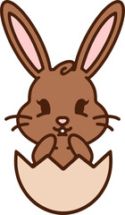 cute cartoon bunny in easter egg