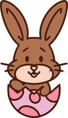 cute cartoon bunny in easter egg