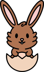 cute cartoon bunny in easter egg