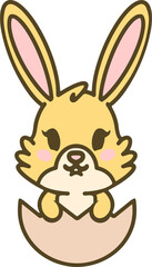 cute cartoon bunny in easter egg