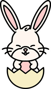 cute cartoon bunny in easter egg