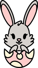 cute cartoon bunny in easter egg