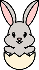 cute cartoon bunny in easter egg