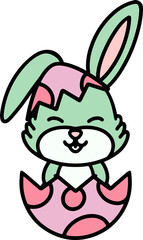 cute cartoon bunny in easter egg