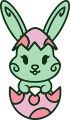 cute cartoon bunny in easter egg
