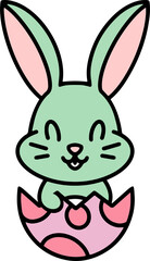 cute cartoon bunny in easter egg