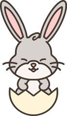 cute cartoon bunny in easter egg