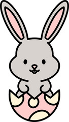 cute cartoon bunny in easter egg