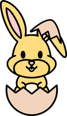 cute cartoon bunny in easter egg