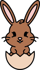 cute cartoon bunny in easter egg