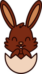 cute cartoon bunny in easter egg