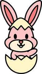 Obraz premium cute cartoon bunny in easter egg
