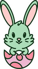 cute cartoon bunny in easter egg