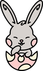cute cartoon bunny in easter egg