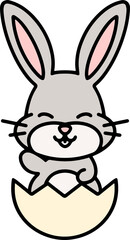 cute cartoon bunny in easter egg