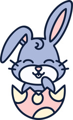 cute cartoon bunny in easter egg