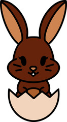 cute cartoon bunny in easter egg