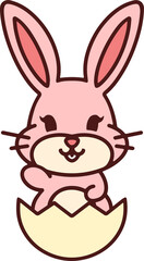 cute cartoon bunny in easter egg