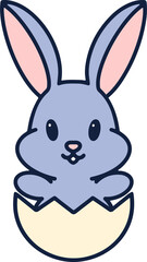 cute cartoon bunny in easter egg