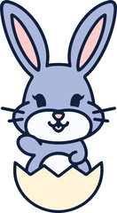 cute cartoon bunny in easter egg