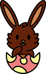 cute cartoon bunny in easter egg