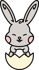 cute cartoon bunny in easter egg