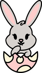 cute cartoon bunny in easter egg