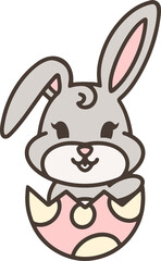 cute cartoon bunny in easter egg